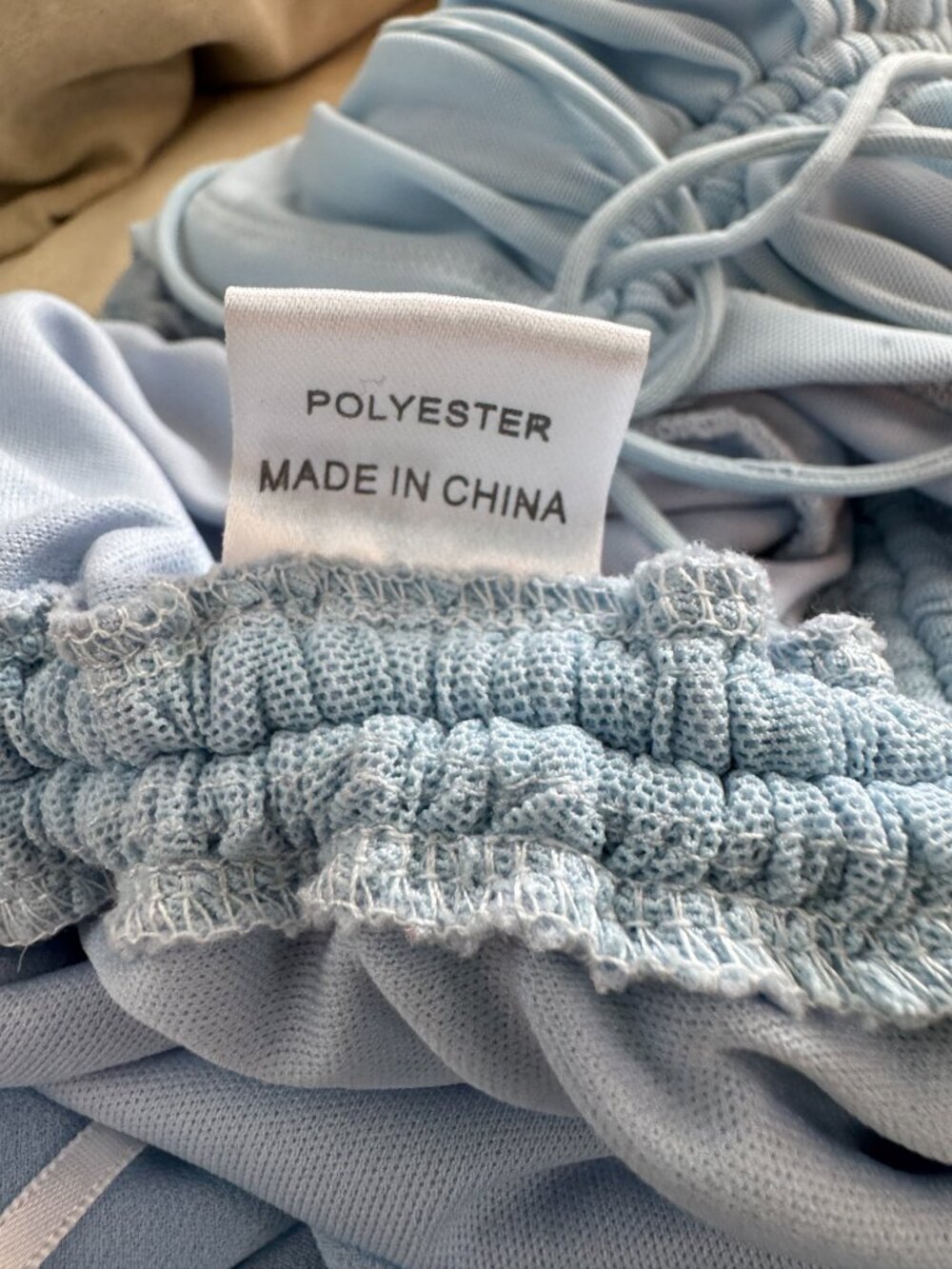 Hello Molly Baby Blue Ruched Mesh Mini Dress Puff Sleeve - Picture 10 of 10